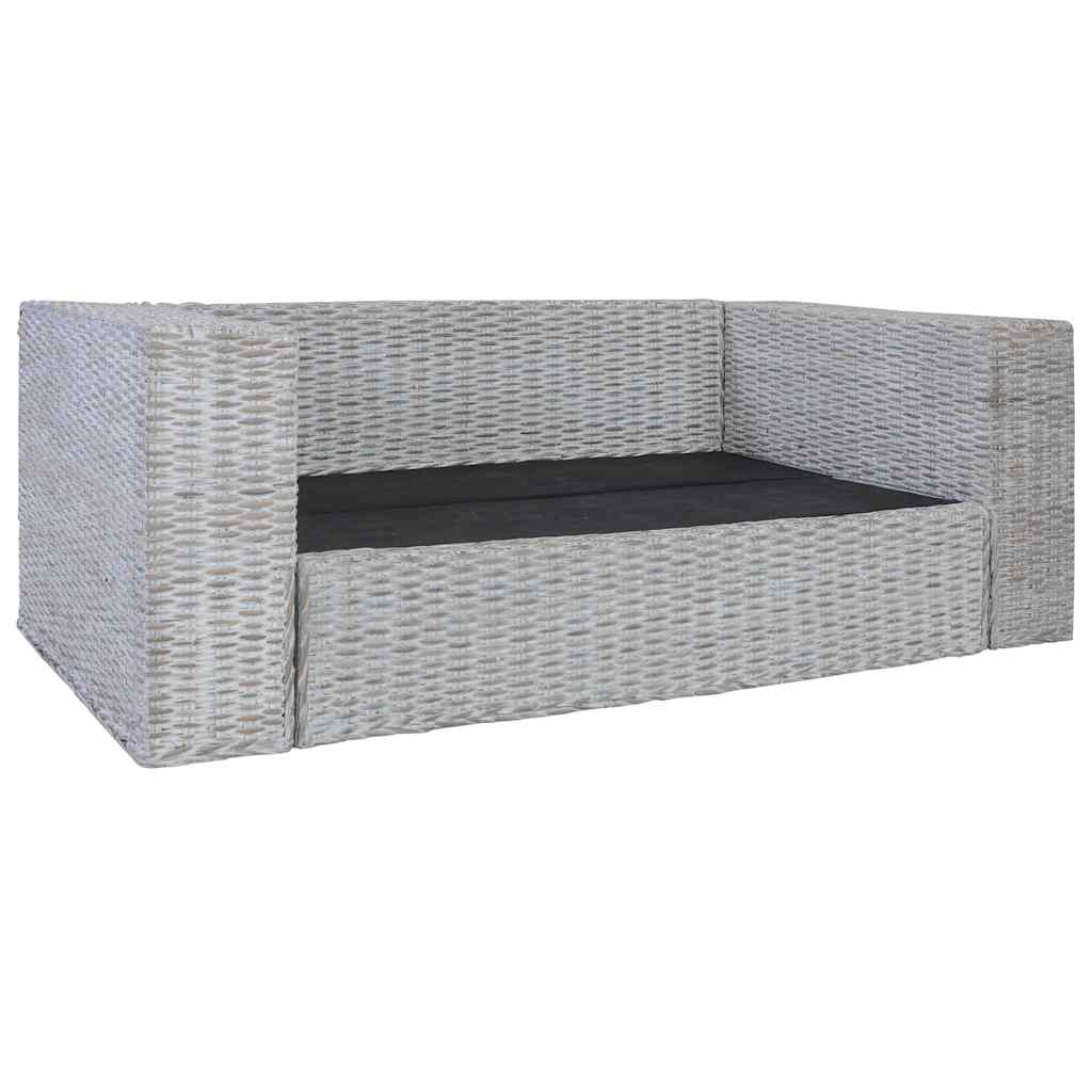 vidaXL Tweezitsbank met kussens natuurlijk rattan afbeelding