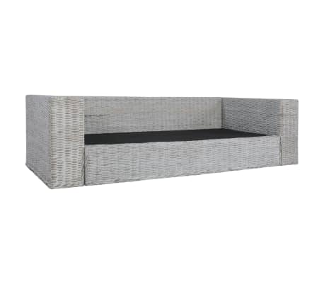 Vidaxl Canape A 3 Places Avec Coussins Gris Rotin Naturel Vidaxl Ch