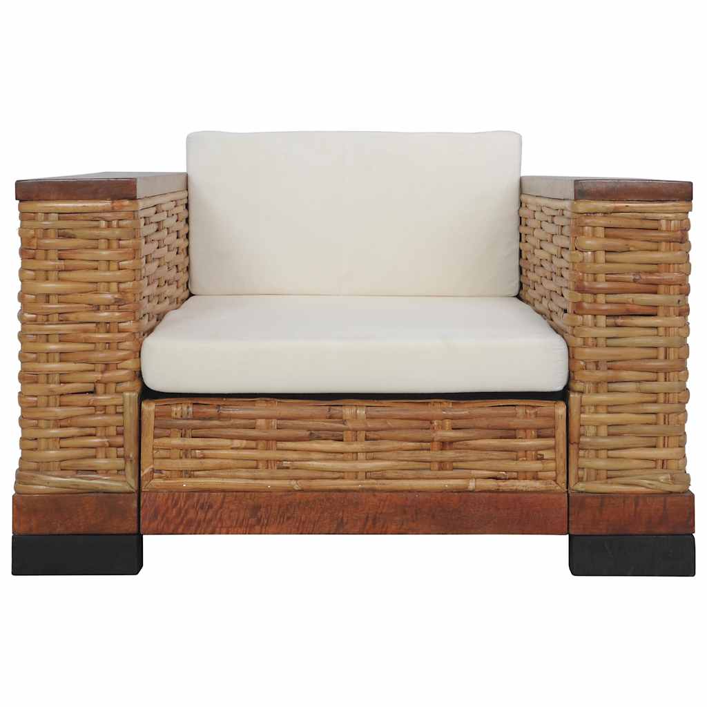 Thumbnail - vidaXL Sessel mit Kissen Braun Natur Rattan