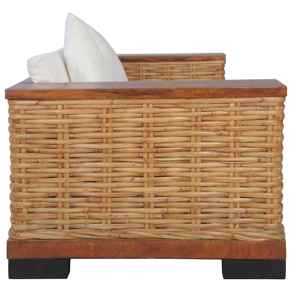 Thumbnail - vidaXL 2-Sitzer-Sofa mit Auflagen Braun Natur Rattan