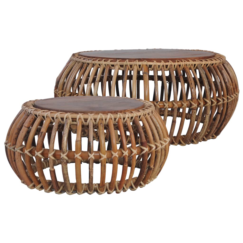 Coffee Tables 2 Piece Natural Rattan