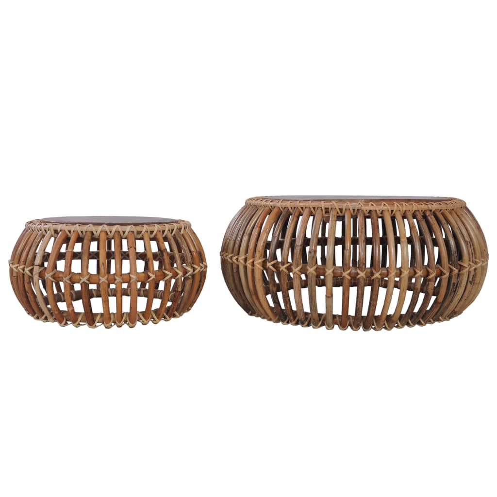 

vidaXL Salontafels 2 st natuurlijk rattan