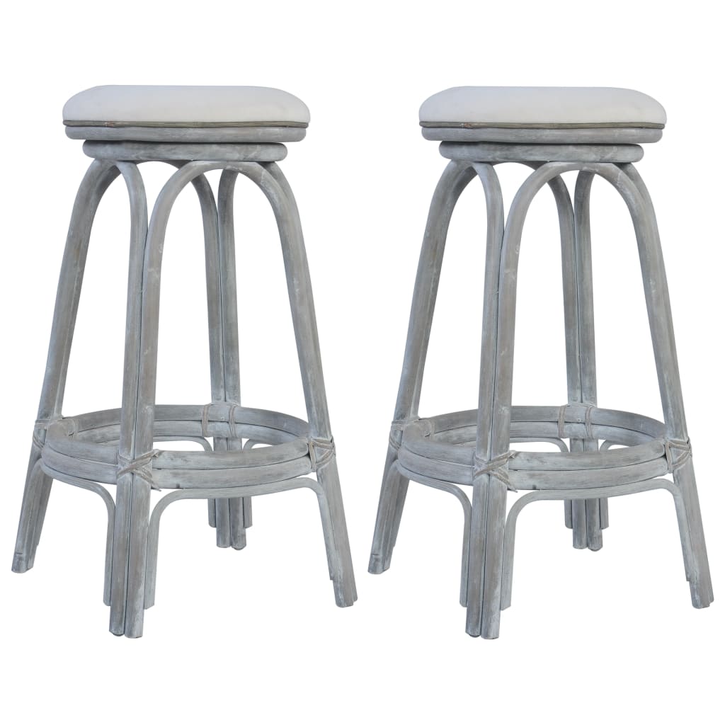 VidaXL Tabourets De Bar Lot De 2 Gris Rotin