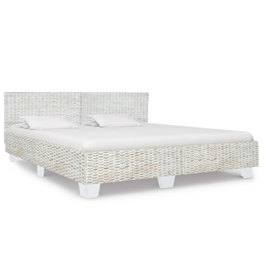 vidaXL Bett Grau Natur Rattan 180x200 cm