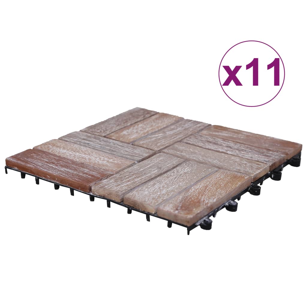 vidaXL Plăci de pardoseală, 11 buc., 30 x 30 cm, lemn masiv reciclat imagine vidaxl.ro
