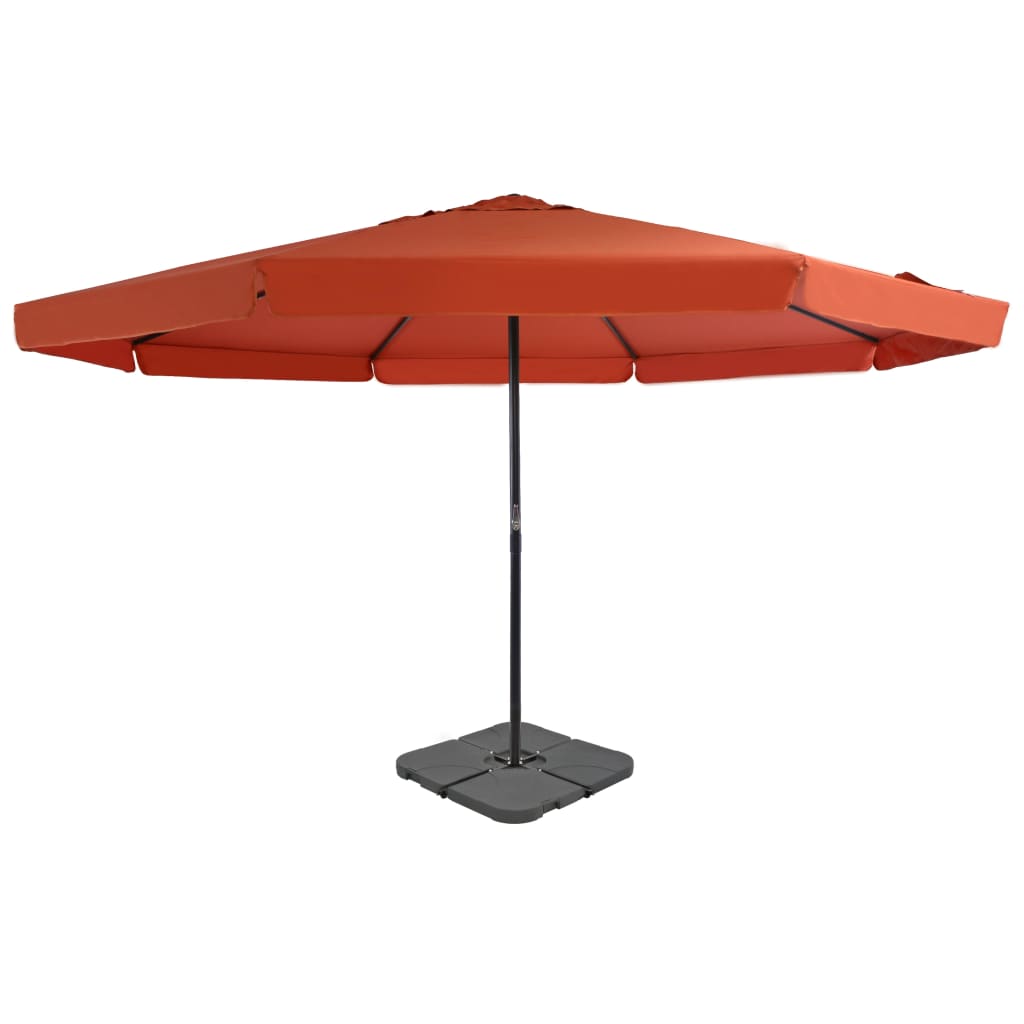 terrakotta színű kültéri napernyő hordozható talppal