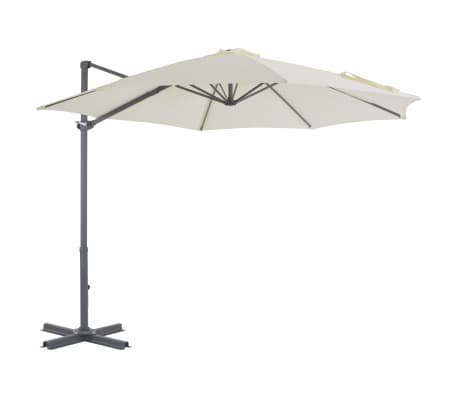 vidaXL Sodo skėtis nuo saulės su nešiojamu pagrindu, smėlio spalvos