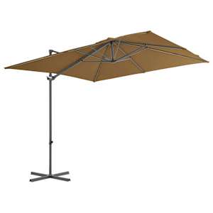 vidaXL Parasol met draagbare voet taupe