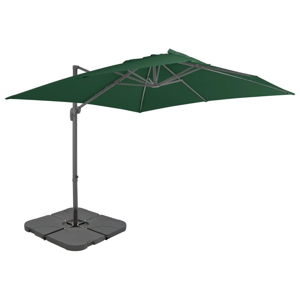 vidaXL Umbrelă de soare de grădină, bază portabilă, verde