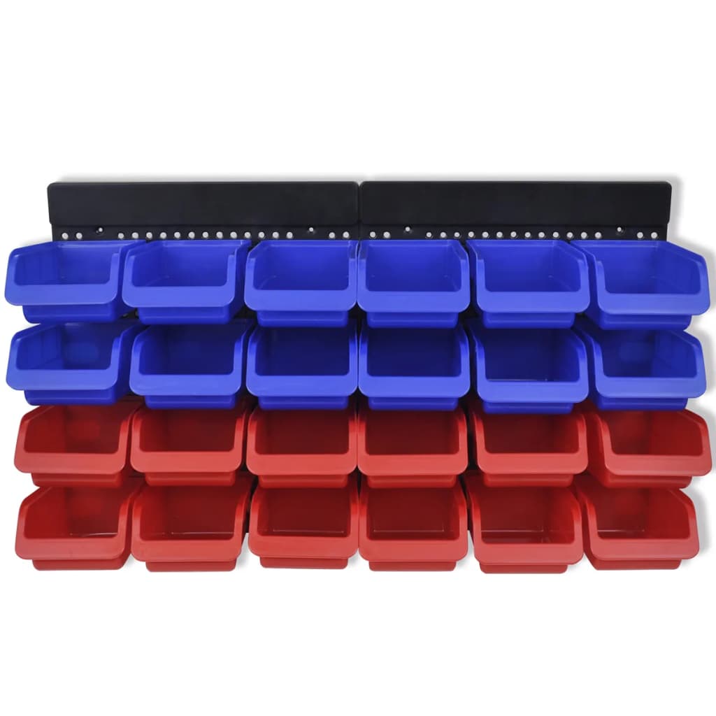 2 Įrankių Sienelės su Plastikinėmis Dėžutėmis, Mėlyna ir Raudona | Stepinfit
