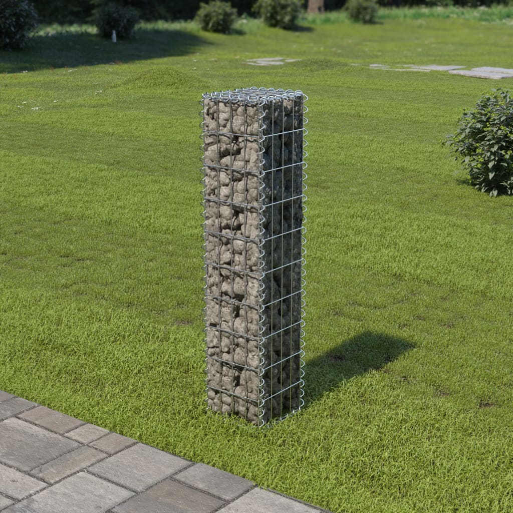 vidaXL Gabion-kivikori kansilla galvanoitu teräs 20x20x100 cm