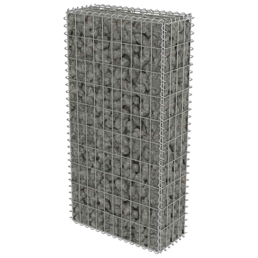 vidaXL Gabionová zeď s kryty z pozinkované oceli 50 x 20 x 100 cm
