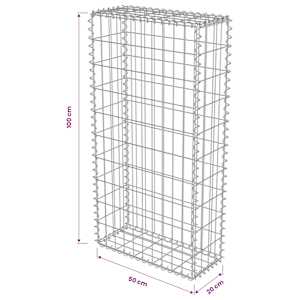 Gabionová zeď s kryty z pozinkované oceli 50 x 20 x 100 cm - obrázek 7