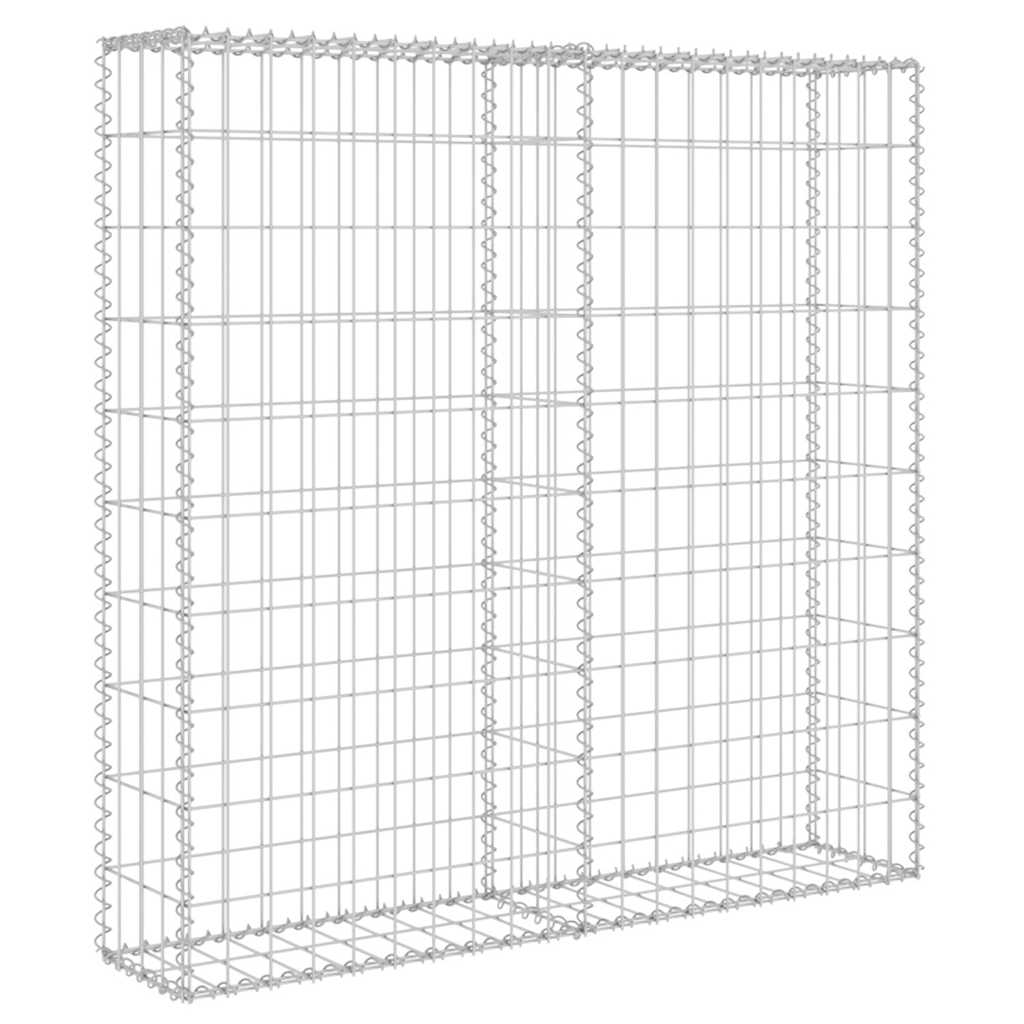 vidaXL Schanskorfmuur met deksels 80x20x100 cm gegalvaniseerd staal afbeelding