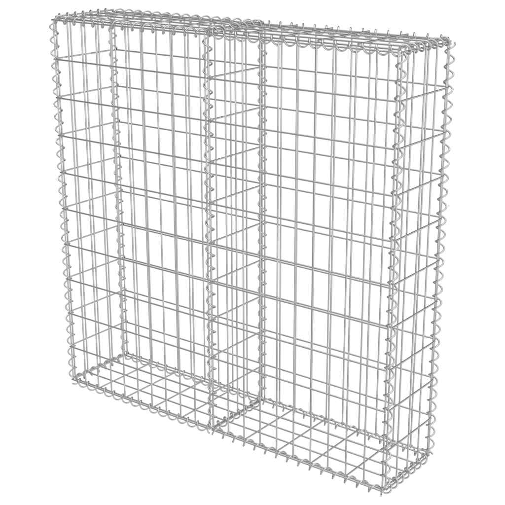 vidaXL Schanskorfmuur met deksels 100x20x100 cm gegalvaniseerd staal afbeelding