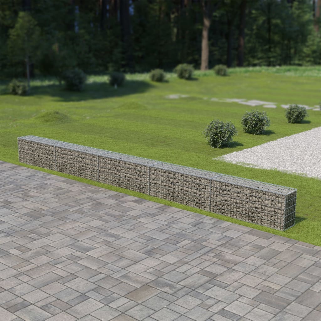 vidaXL Gabion perete cu capace, 600 x 30 x 50 cm, oțel galvanizat