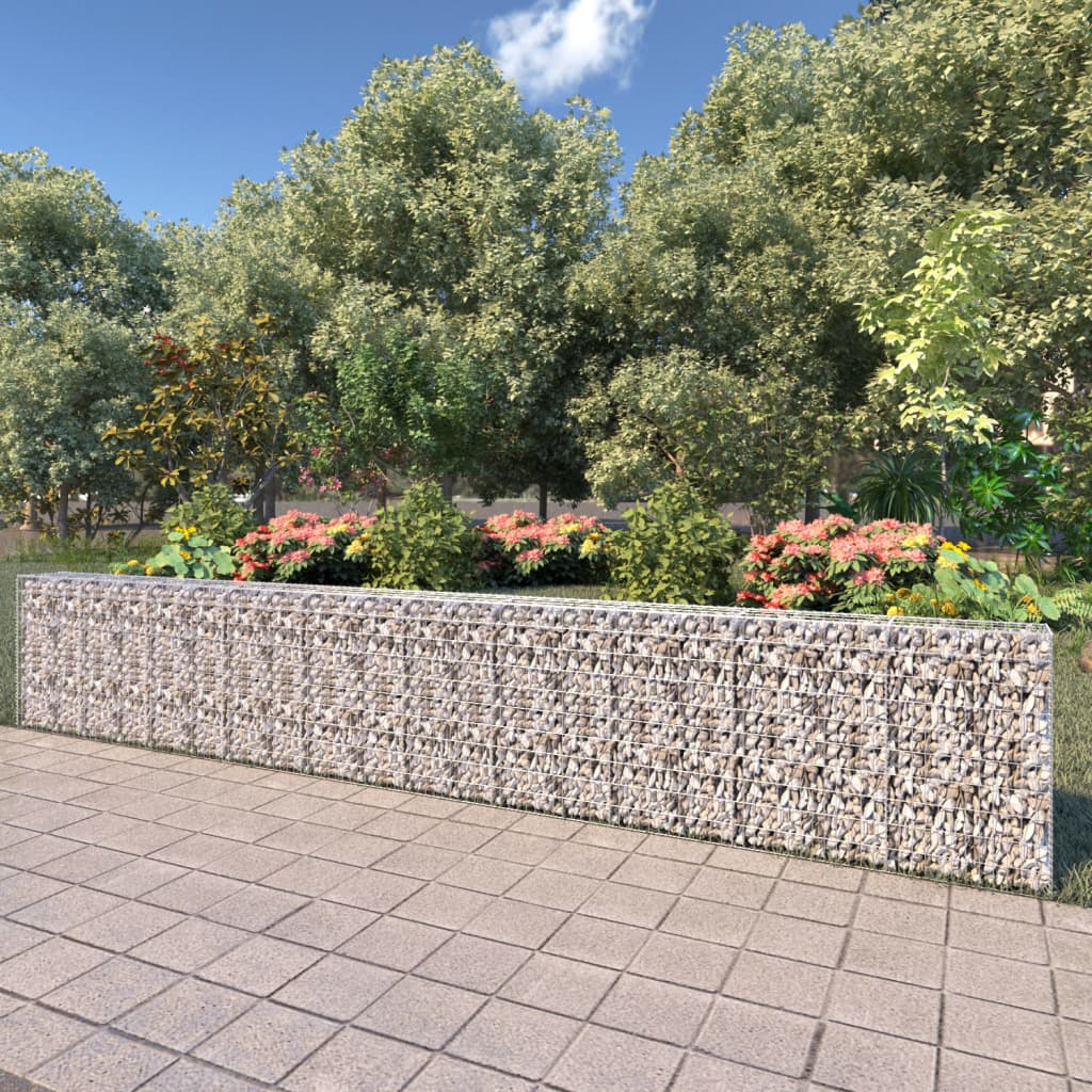 vidaXL Mur à gabion avec couvercles Acier galvanisé 600 x 30 x 100 cm