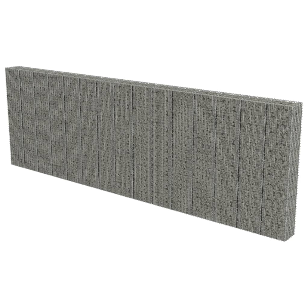 vidaXL Gabion Wall with Covers Galvanized Steel 236"x11.8"x78.7"