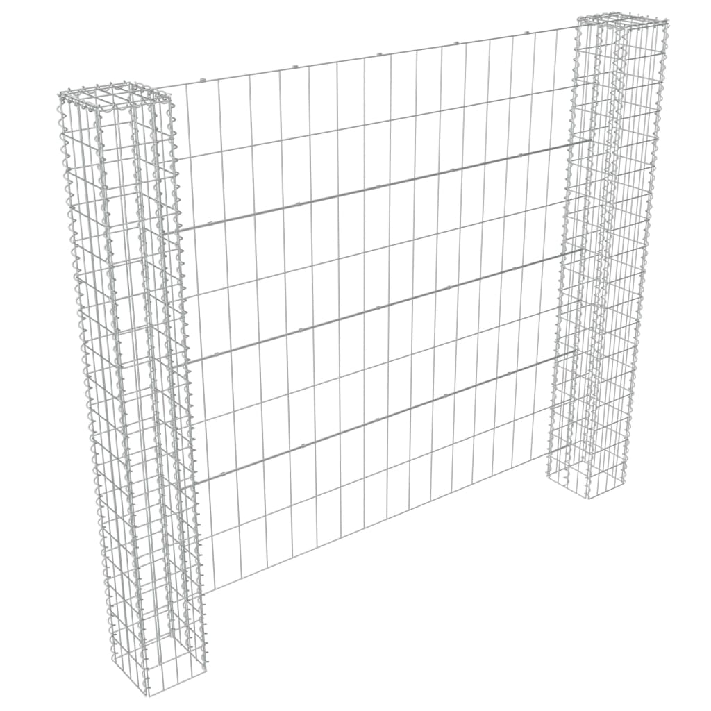 

vidaXL Schanskorfmuur met 2 palen 180x180 cm gegalvaniseerd staal PVC
