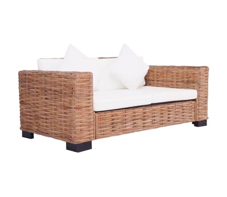 cream rattan garden sofa