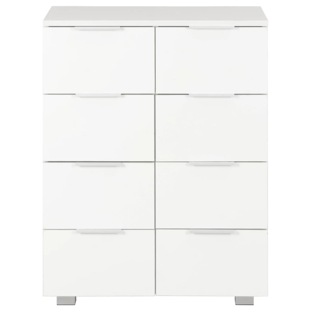 Magasfényű fehér forgácslap tálalószekrény 60 x 35 x 80 cm 