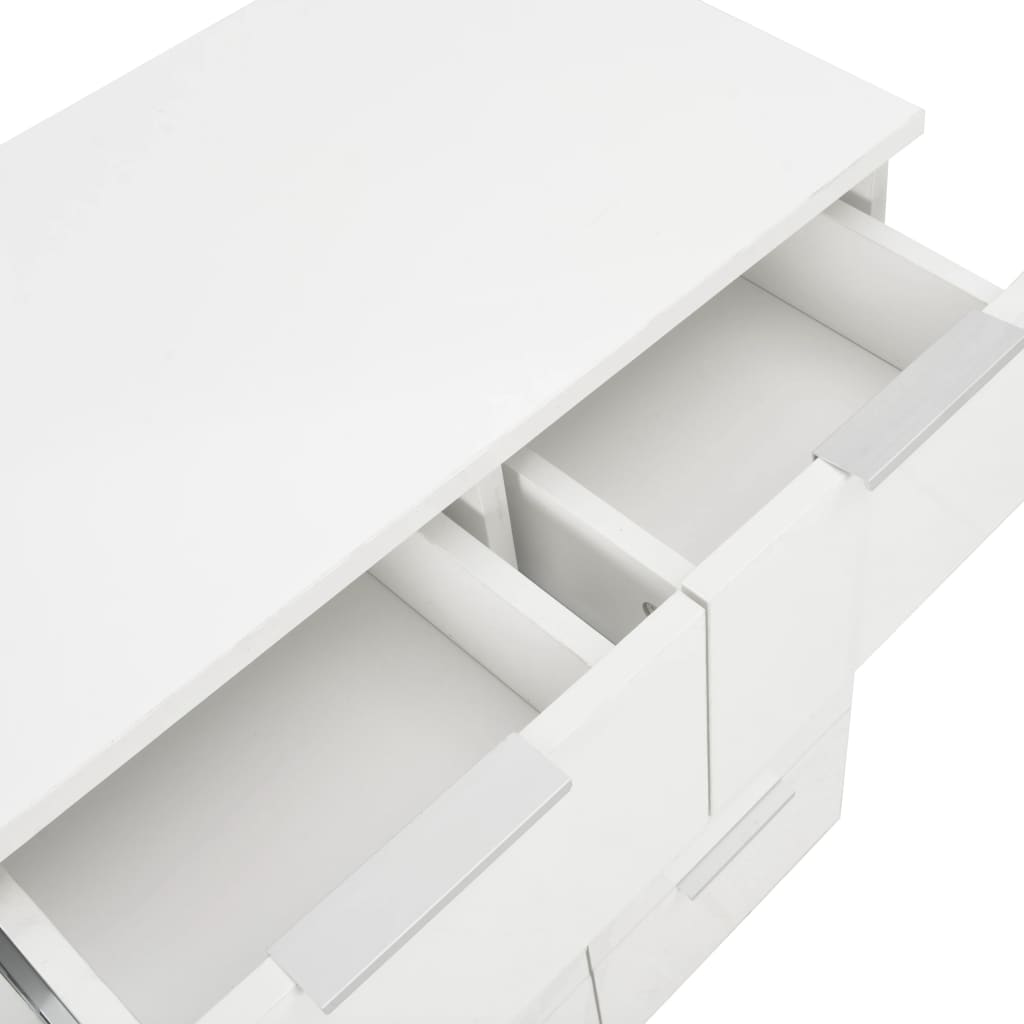 Magasfényű fehér forgácslap tálalószekrény 60 x 35 x 80 cm 