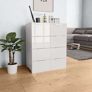 Komoda visok sijaj bela 60x35x80 cm inženirski les