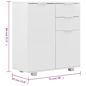 Příborník bílý s vysokým leskem 71x35x80 cm kompozitní dřevo - obrázek 9