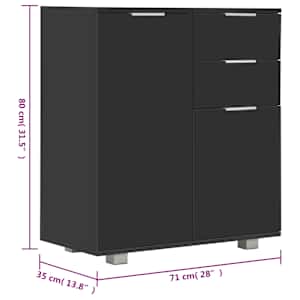Příborník černý s vysokým leskem 71x35x80 cm kompozitní dřevo - obrázek 9