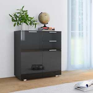 Příborník černý s vysokým leskem 71x35x80 cm kompozitní dřevo - obrázek 1