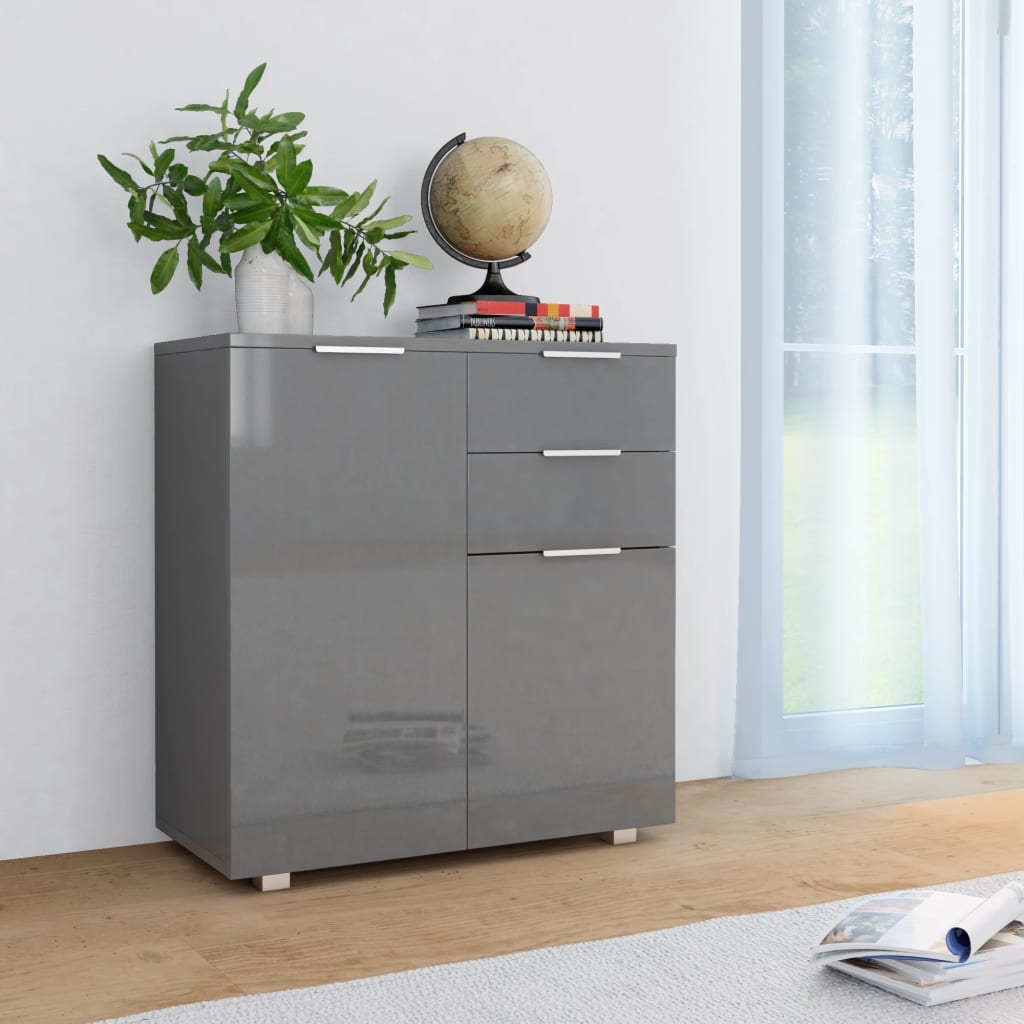 vidaXL Sideboard Hochglanz-Grau 71x35x80 cm Holzwerkstoff