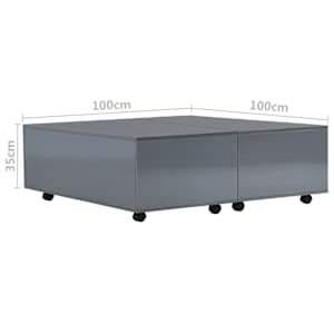 Konferenční stolek šedý s vysokým leskem 100 x 100 x 35 cm - obrázek 8
