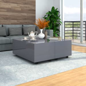 Konferenční stolek šedý s vysokým leskem 100 x 100 x 35 cm - obrázek 1