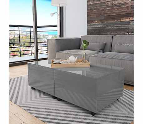 Tavolino da Salotto Estensibile con 1 Scomparto Interno 120 x 60 x 35 cm Colore: Bianco Lucido vidaXL