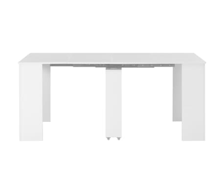 vidaXL Mesa de comedor extensible blanco brillante 175x90x75 cm