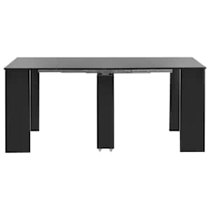 vidaXL Mesa de jantar extens&iacute;vel 175x90x75 cm preto brilhante