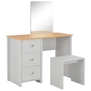 vidaXL peegli ja pingiga tualettlaud, hall, 104 x 45 x 131 cm