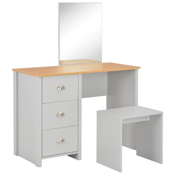 vidaXL peegli ja pingiga tualettlaud, hall, 104 x 45 x 131 cm