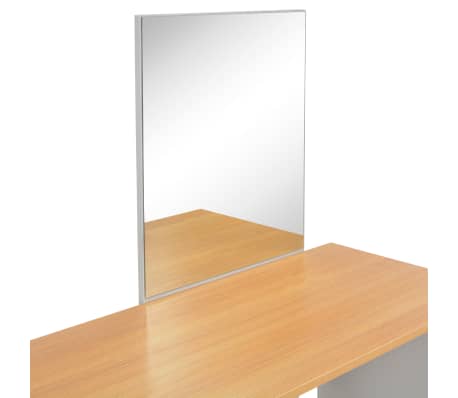 vidaXL Schminktisch Spiegel Hocker Grau Kosmetiktisch Frisiertisch