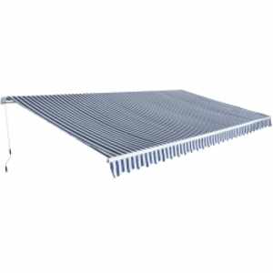vidaXL kokkupandav varikatus k&auml;sitsi kasutatav, 600 cm, sinine/valge