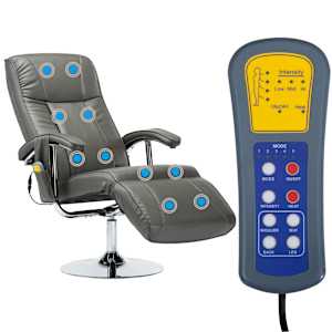 vidaXL Fotoliu de masaj, gri, piele ecologică