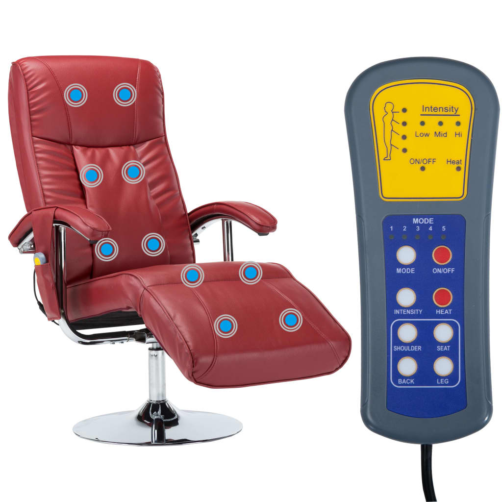 

vidaXL Massagestoel kunstleer wijnrood