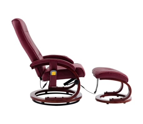 vidaXL Fauteuil de massage avec repose-pieds Rouge bordeaux Similicuir