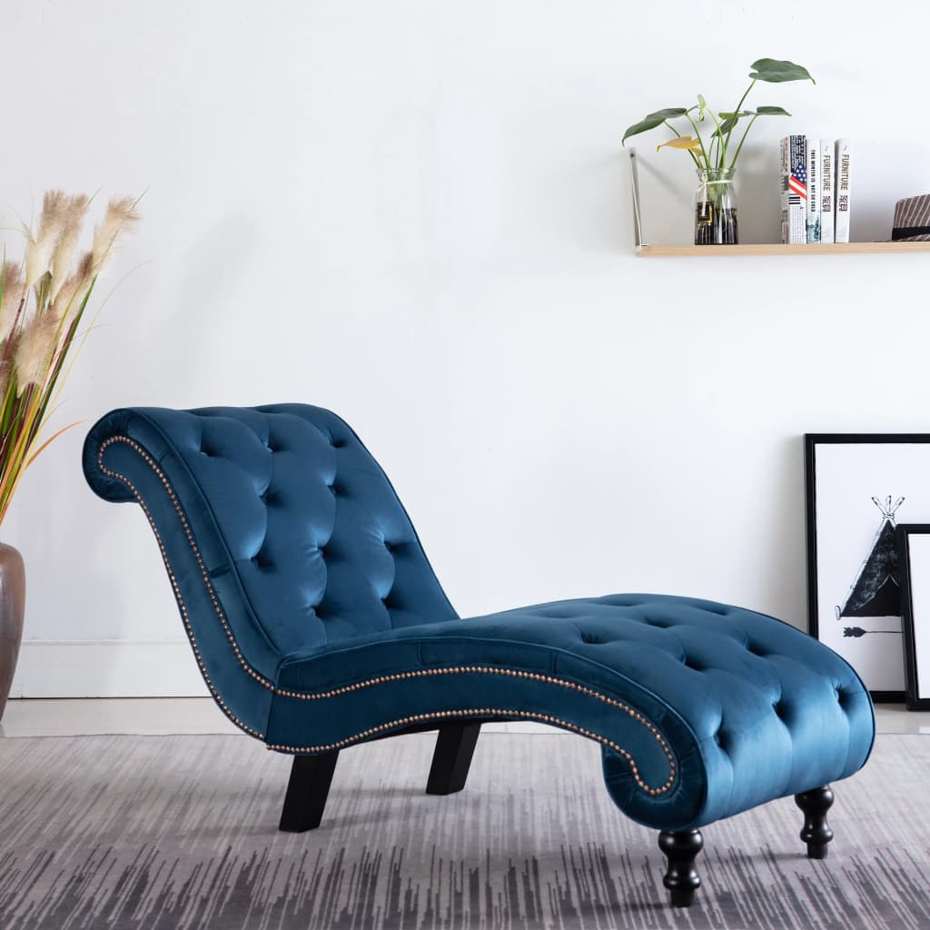 Chaiselongue Blau Samt