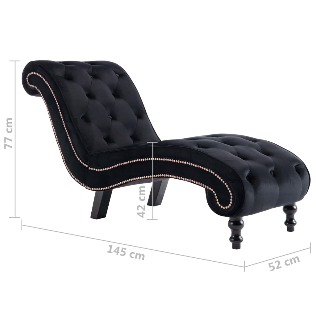 Chaise Lounge Black Velvet | CozSales
