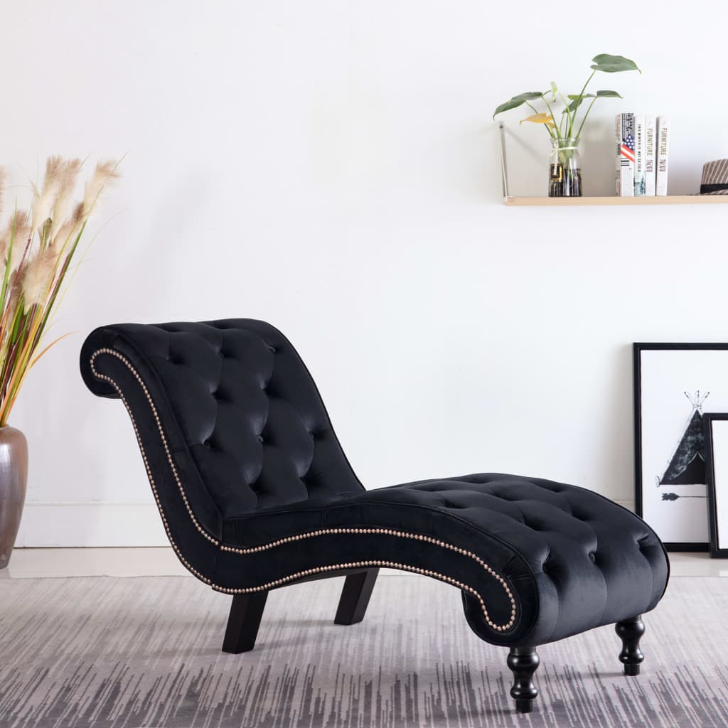 vidaXL Chaise Lounge Black Velvet