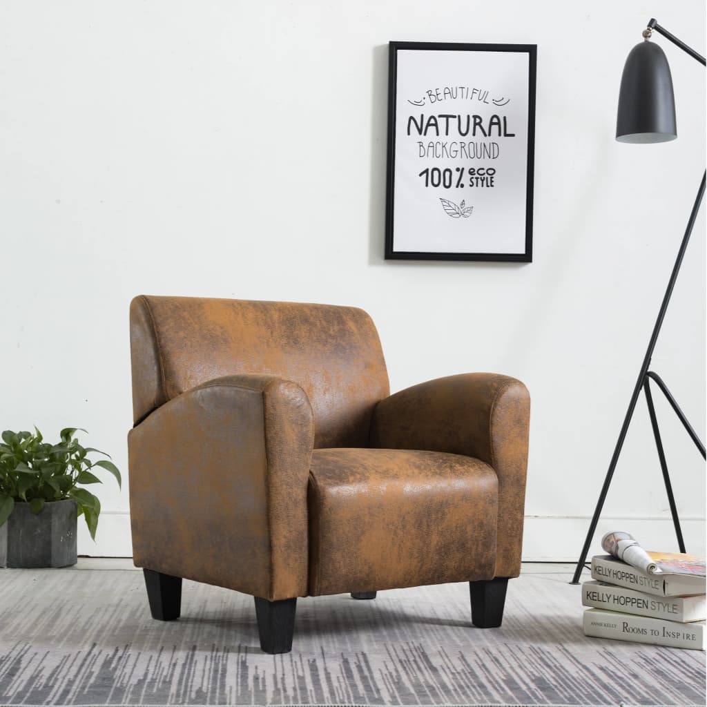 vidaXL Sofasessel Braun 70x69x72 cm Wildlederimitat