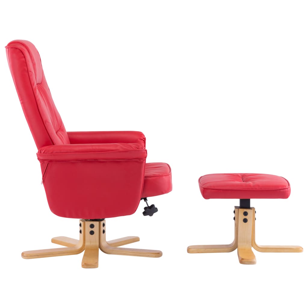 

vidaXL Fauteuil met voetenbankje kunstleer rood