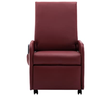 vidaXL Cadeira de massagens reclinável couro artificial vermelho tinto