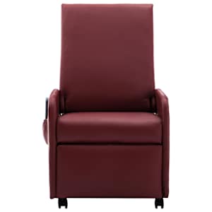 vidaXL Atlošiamas masažinis krėslas, vyno raudonas, dirbtinė oda